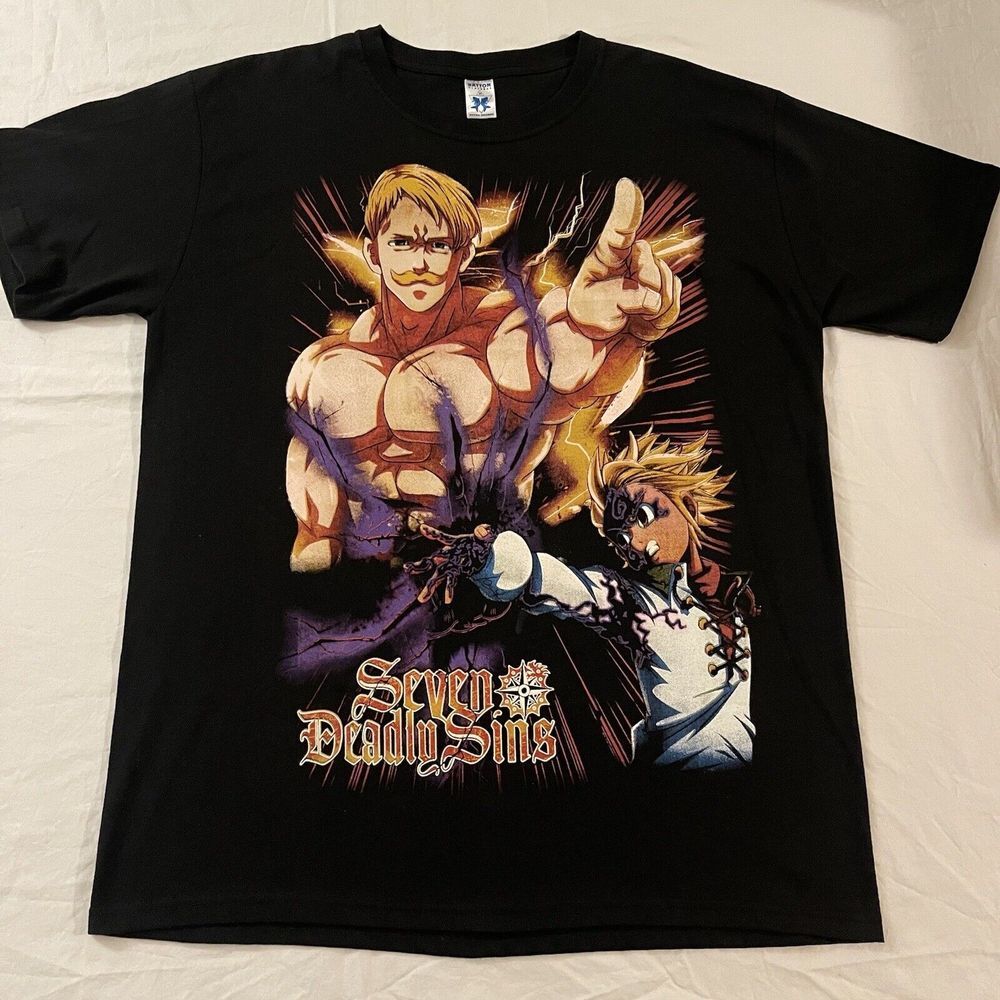 Seven Deadly‎ Sins Graphic Double Sided Anime T-Shirt XL Meliodas & Escanor